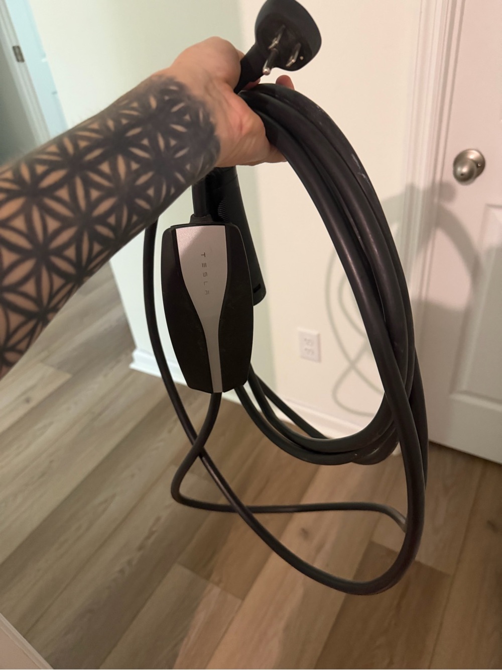 Tesla Black and Silver Portable EV Charging Cable